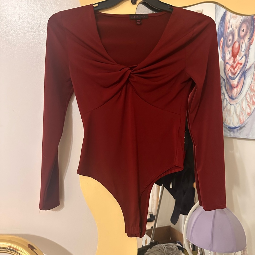 Elegant Maroon Long Sleeve Bodysuit